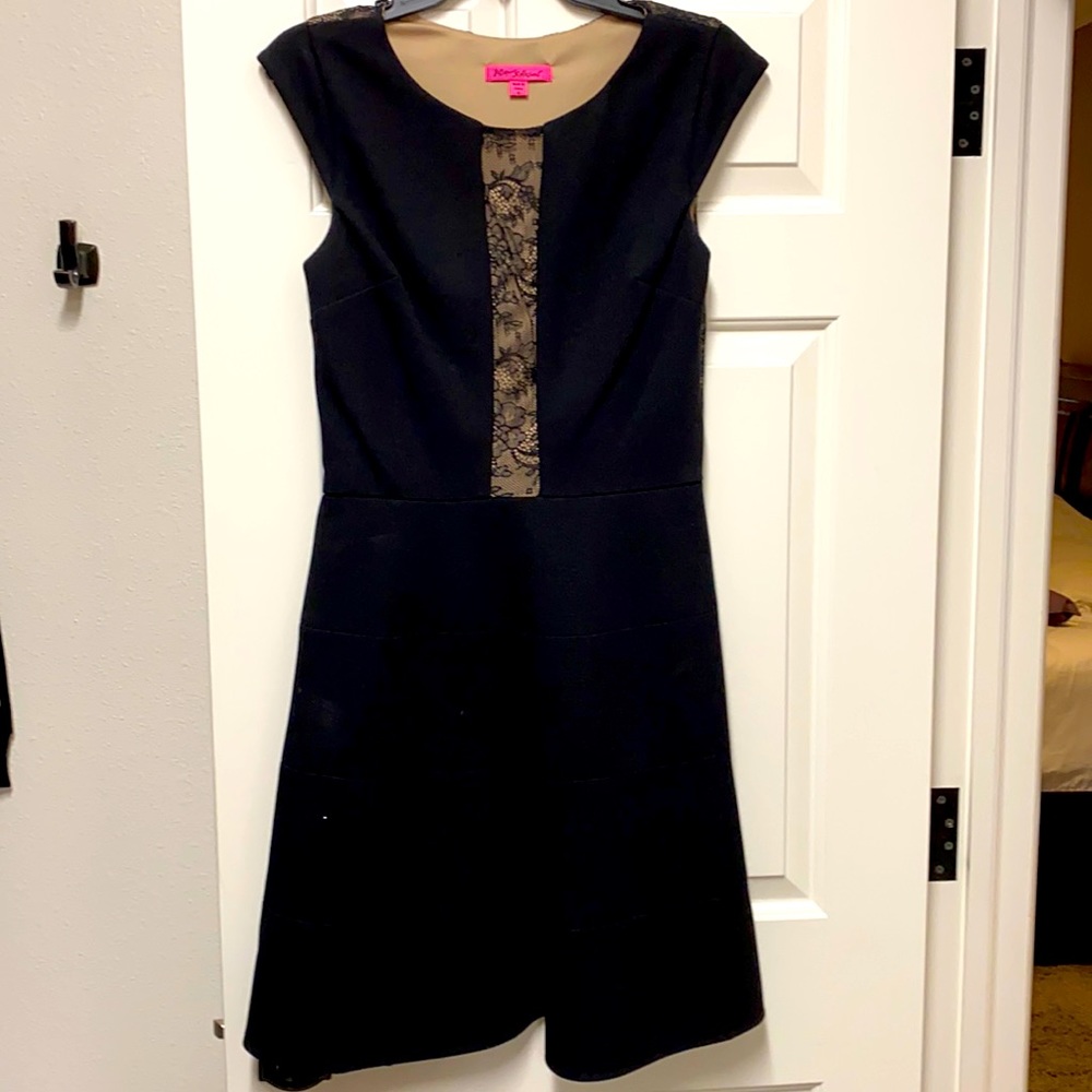 Betsey Johnson Black with lace accents dress. Size 10. Worn one time.